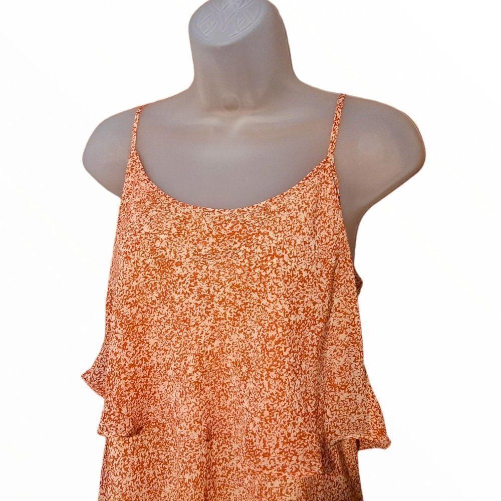 CAbi Ruffle Flutter Top in Orange sz Small - Picture 2 of 4